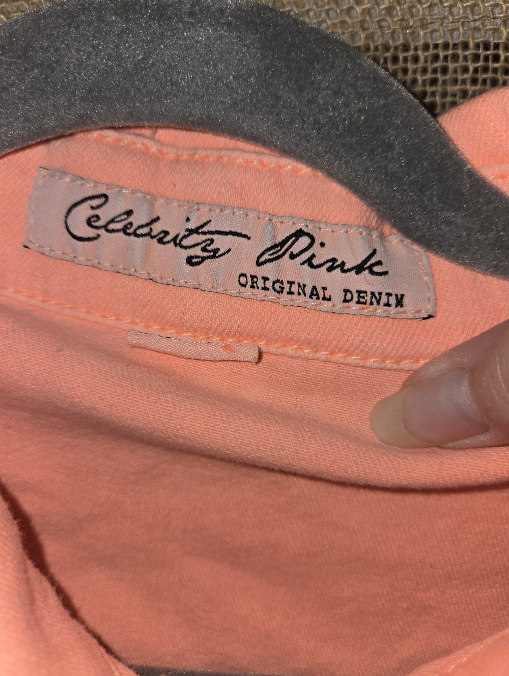 Celebrity Pink Original Denim Neon Orange Jean Jacket Size Large - Picture 6 of 10